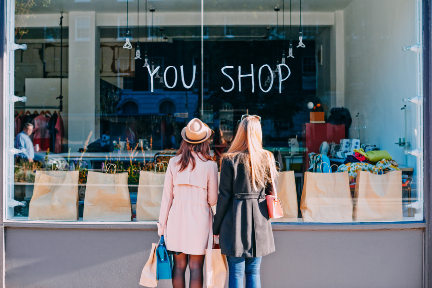 Girlfriends window shopping